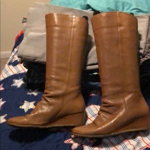 Frye wedge brown boots